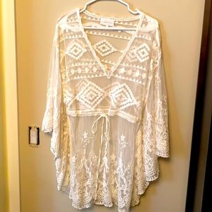 White lace swimsuit coverup